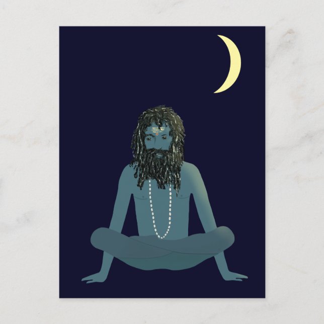 Yogi Shiva Under the Crescent Moon Postcard (Front)