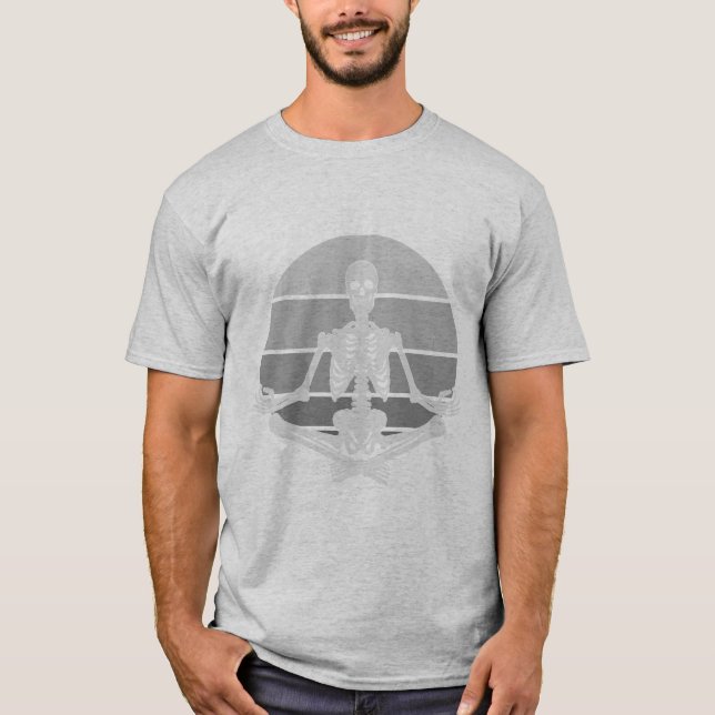 Yogi Skeleton Practicing Yoga Funny Halloween gift T-Shirt (Front)