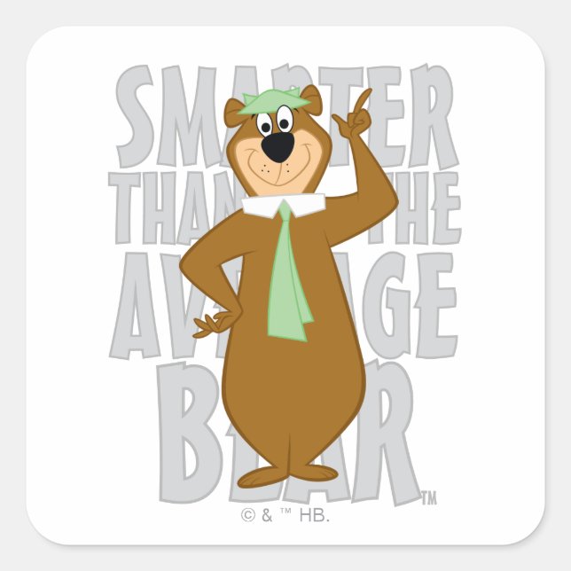 Yogi "Smarter Than The Average Bear" Square Sticker (Front)