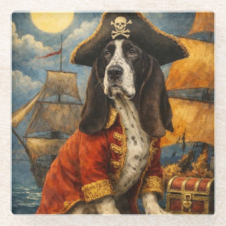 Yogi the Basset Hound Pirate Glass Coaster