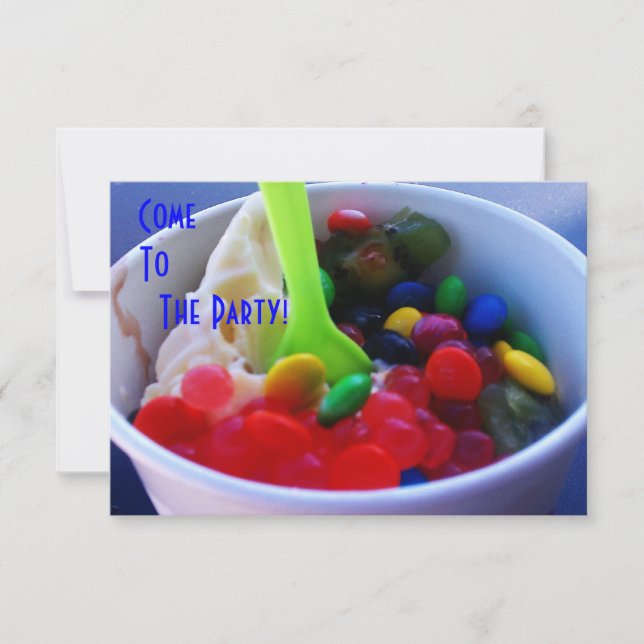 Yogurt and Fixins Bright Colour Candy Invite (Front)