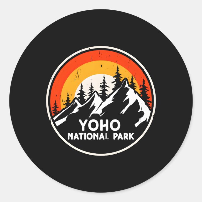 Yoho National Park Canada Mountain Trees Camg Hiki Classic Round Sticker (Front)