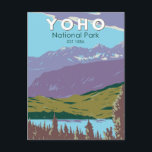 Yoho National Park Canada Travel Art Vintage Postcard<br><div class="desc">Yoho National Park vector art design. The Park is in the Rocky Mountains,  in eastern British Columbia,  Canada. Waterfalls include Wapta Falls,  on the Kicking Horse River,  and towering Takakkaw.</div>