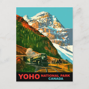 Yoho National Park, Canda. Steam train railway Postcard