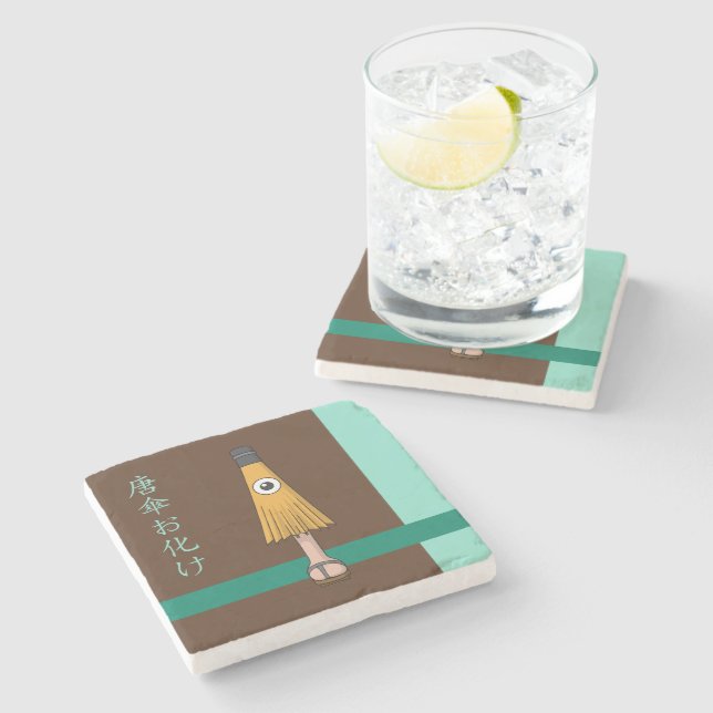 Yokai Karakasa-obake (Umbrella Ghost) Stone Coaster (Side)