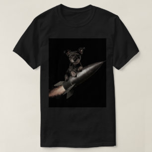 Yokai the Gothic dog on a Rocket T-Shirt