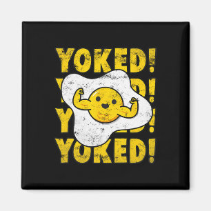Yoked Bodybuilding Egg Yolk Bulking Men Funny Gym Magnet