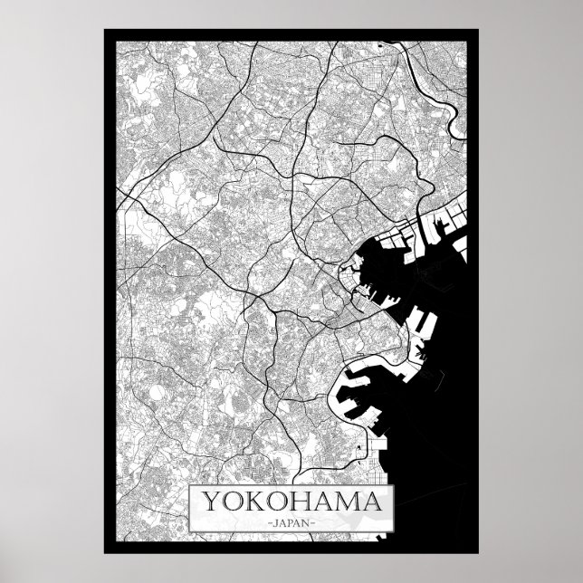 Yokohama Japan Map Poster (Front)