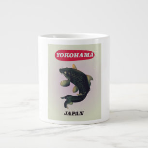 Yokohama Japan vintage style travel poster Large Coffee Mug