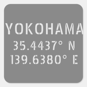 Yokohama Latitude & Longitude  Square Sticker