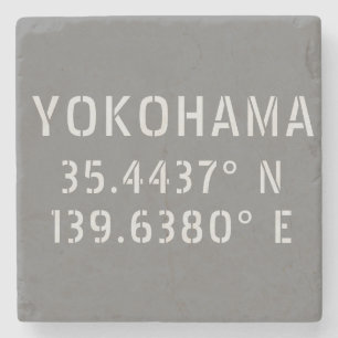 Yokohama Latitude & Longitude Stone Coaster