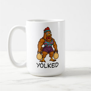 Yolked Hen – Funny Strong Chicken Kettlebell Gym Coffee Mug