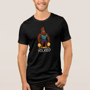 Yolked Rooster - Funny Gym Chicken Tri-Blend Shirt