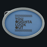 YOLO w/ Caution Oval Belt Buckle<br><div class="desc">© Lonely Island Technologies.</div>