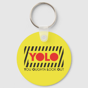 YOLO w/ Red Caution Keychain