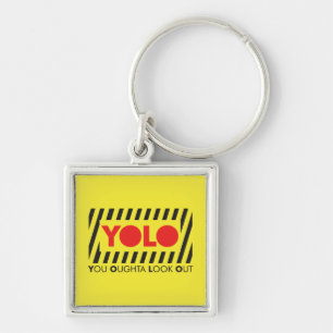 YOLO w/ Red Caution Keychain