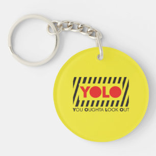 YOLO w/ Red Caution Keychain