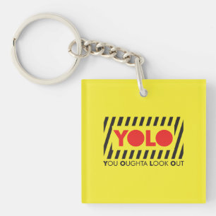 YOLO w/ Red Caution Keychain