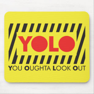 YOLO w/ Red Caution Mouse Pad