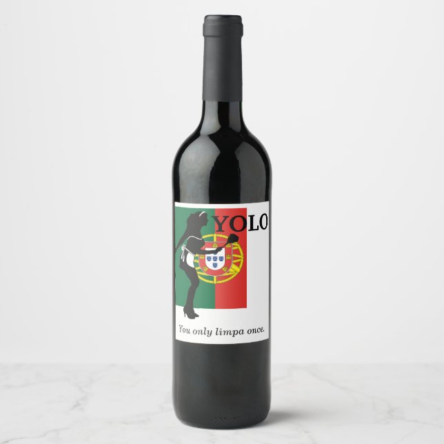 YOLO You only limpa once. Air Freshener Wine Label (Front)
