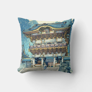 Yomeimon Gate, Hiroshi Yoshida, Woodcut Throw Pillow