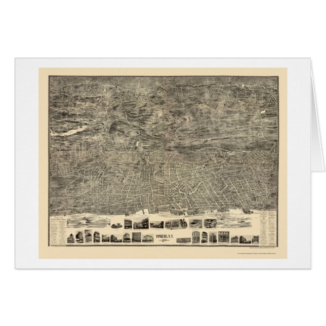 Yonkers, carte panoramique de NY - 1899 (Devant horizontal)