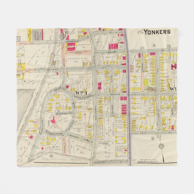Yonkers Map Atlas Fleece Blanket (Front (Horizontal))