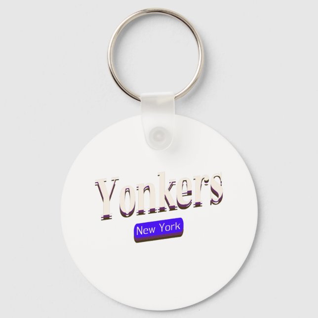 Yonkers New York Text Base   Keychain (Front)