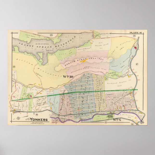 Yonkers NY Atlas Map Poster (Front)