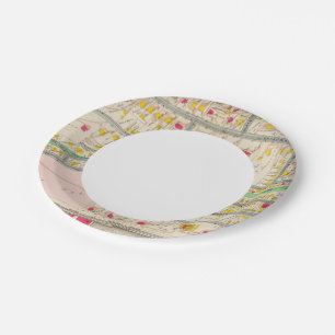 Yonkers NY Map Paper Plate
