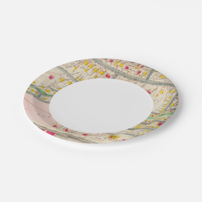 Yonkers NY Map Paper Plate (Angled)