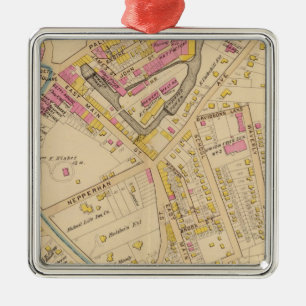 Yonkers wards 1-3, New York Metal Ornament