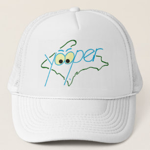 YOOPER HAT, WHITE TRUCKER HAT