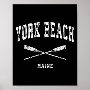 York Beach Maine Vintage Nautical Crossed Oars Poster