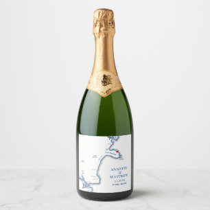 York Beach Maine Wedding Champagne Sparkling Wine Label