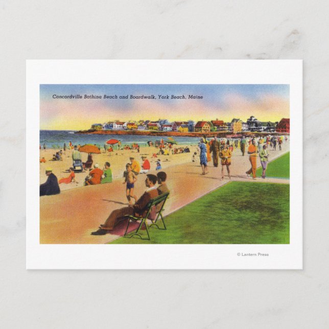 York Beach View of Concordville Beach & Postcard (Front)