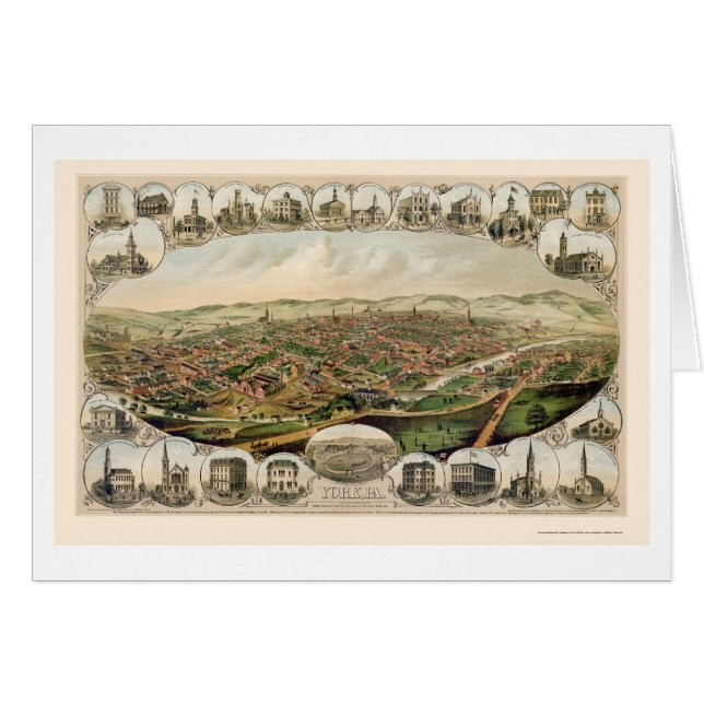 York, carte panoramique de PA - 1879 (Devant horizontal)