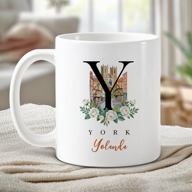 York England Monogram Letter Y Personalized Gift Coffee Mug (York England Monogram Letter Y Personalized Gift Coffee Mug)