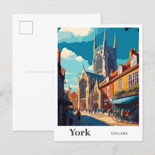 York England Travel Vintage Illustration Postcard