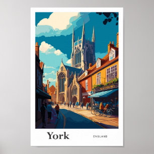 York England Travel Vintage Illustration Poster