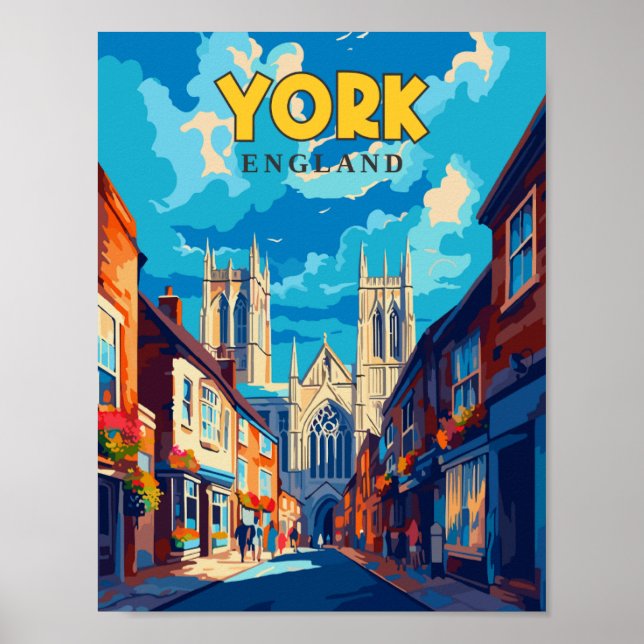 York England vintage travel illustration Poster (Front)