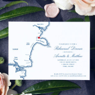 York Maine Carte Élégant Dîner de répétition Navy
