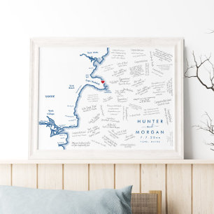 York Maine Mariage Carte moderne Poster du livre d