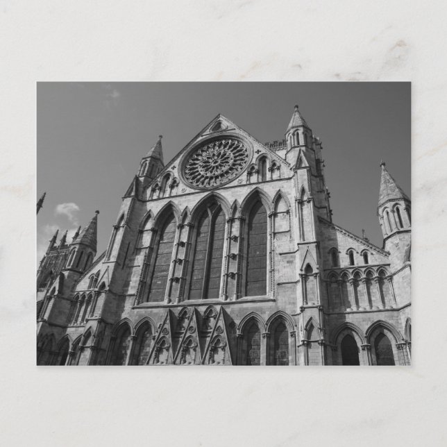 York Minster Cathedral Black and White Postcard (Front)