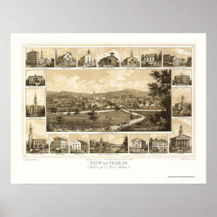 York, PA Panoramic Map - 1852 Poster