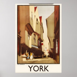 York The Shambles Vintage Travel Poster Custom Art