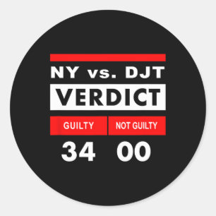 York Versus Donald Trump Guilty 34 Counts Classic Round Sticker