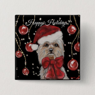 Yorkie 2 Inch Square Button