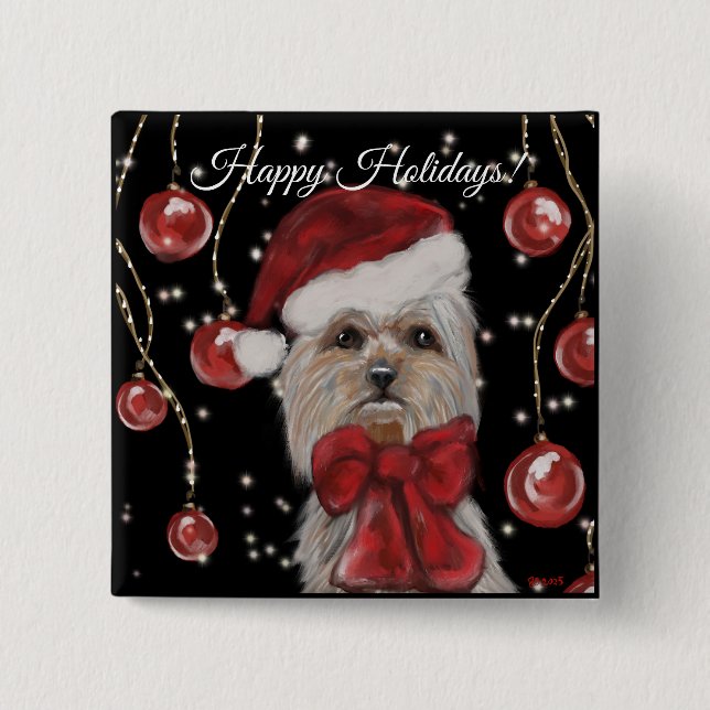 Yorkie 2 Inch Square Button (Front)