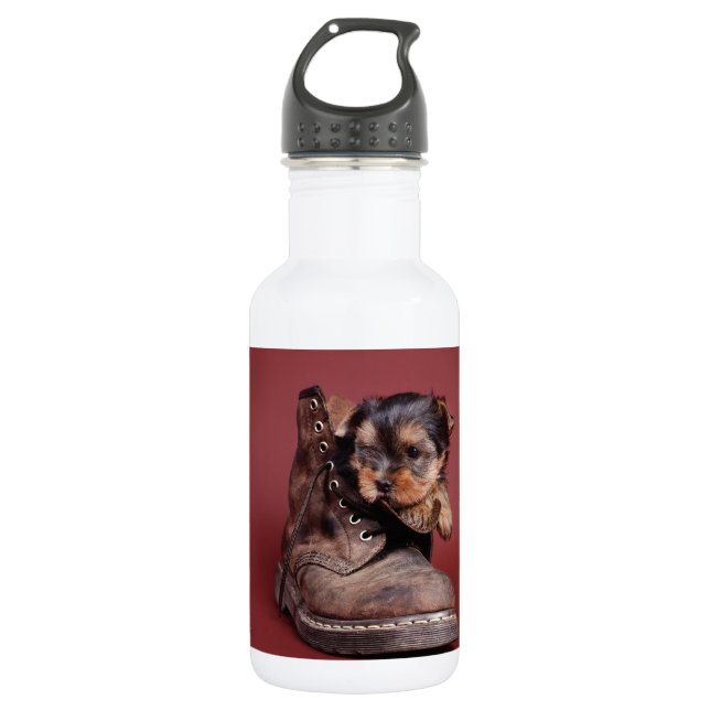 Yorkie and boot 532 ml water bottle (Front)